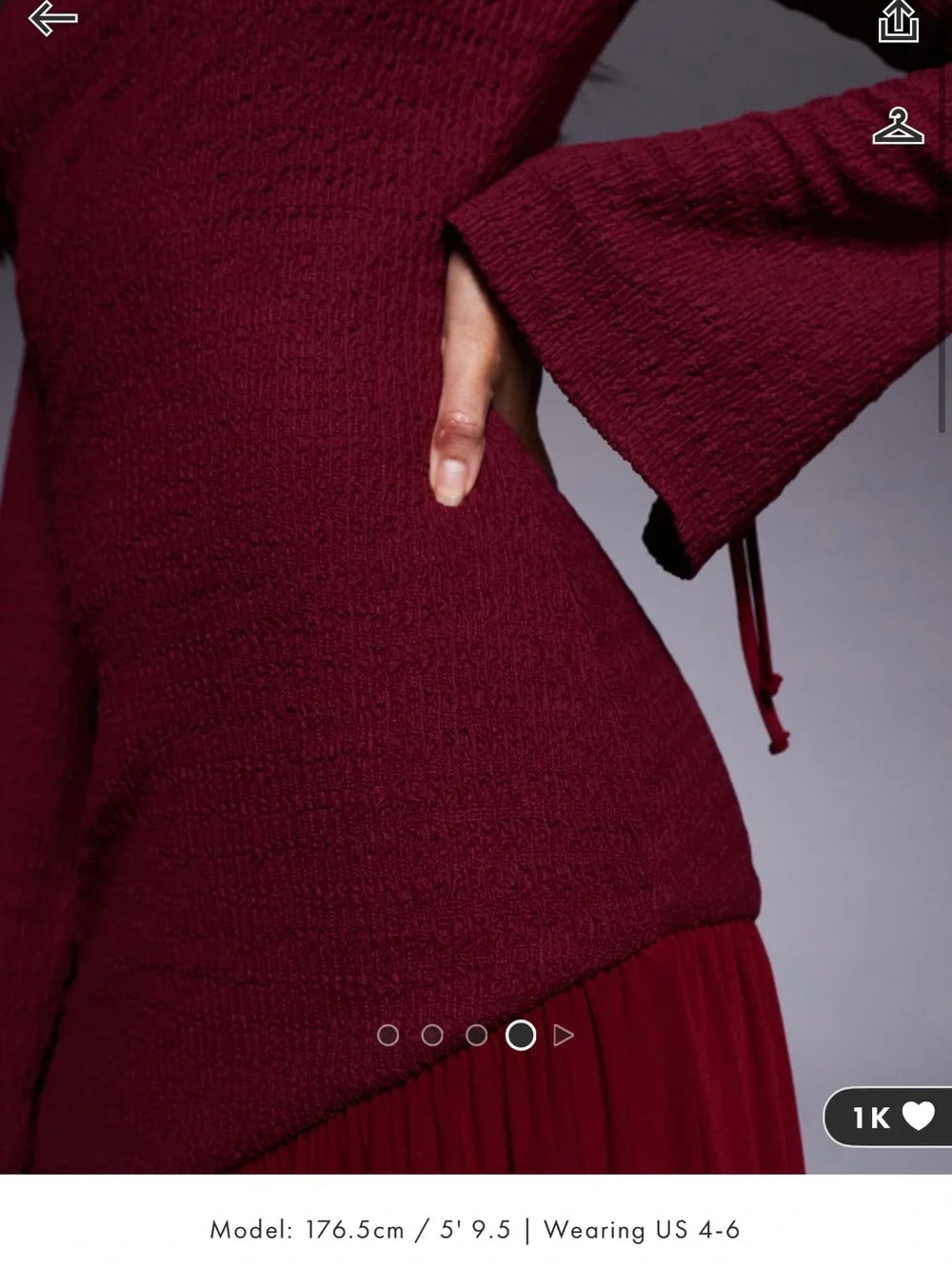 Sleeve-Detail Maxi Dress in Burgundy - Picture 4 of 4